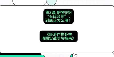 第3节：【核武药剂】爱恨交织的&ldquo;石硫合剂&rdquo;，到底该怎么用？，课程：《经济作物冬季清园&middot;实战防坑指南》#识农AI