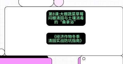 第8节：【大棚蔬菜草莓】闷棚清园与土壤消毒的&ldquo;桑拿浴&rdquo;，课程：《经济作物冬季清园&middot;实战防坑指南》#识农AI